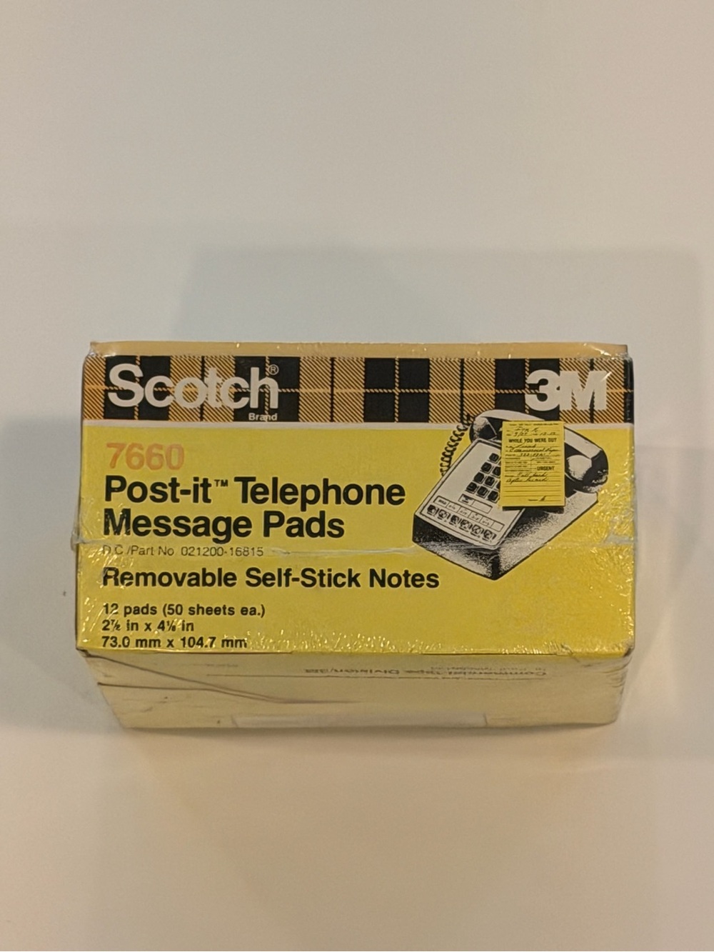 VTG 1981 3M Scotch Post-it Telephone Message Pads 7660 Unused Box Deadstock USA